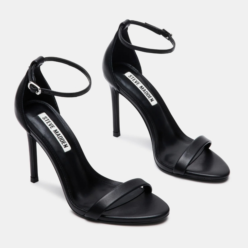 Steve Madden Black Stiletto Heels with Ankle Strap